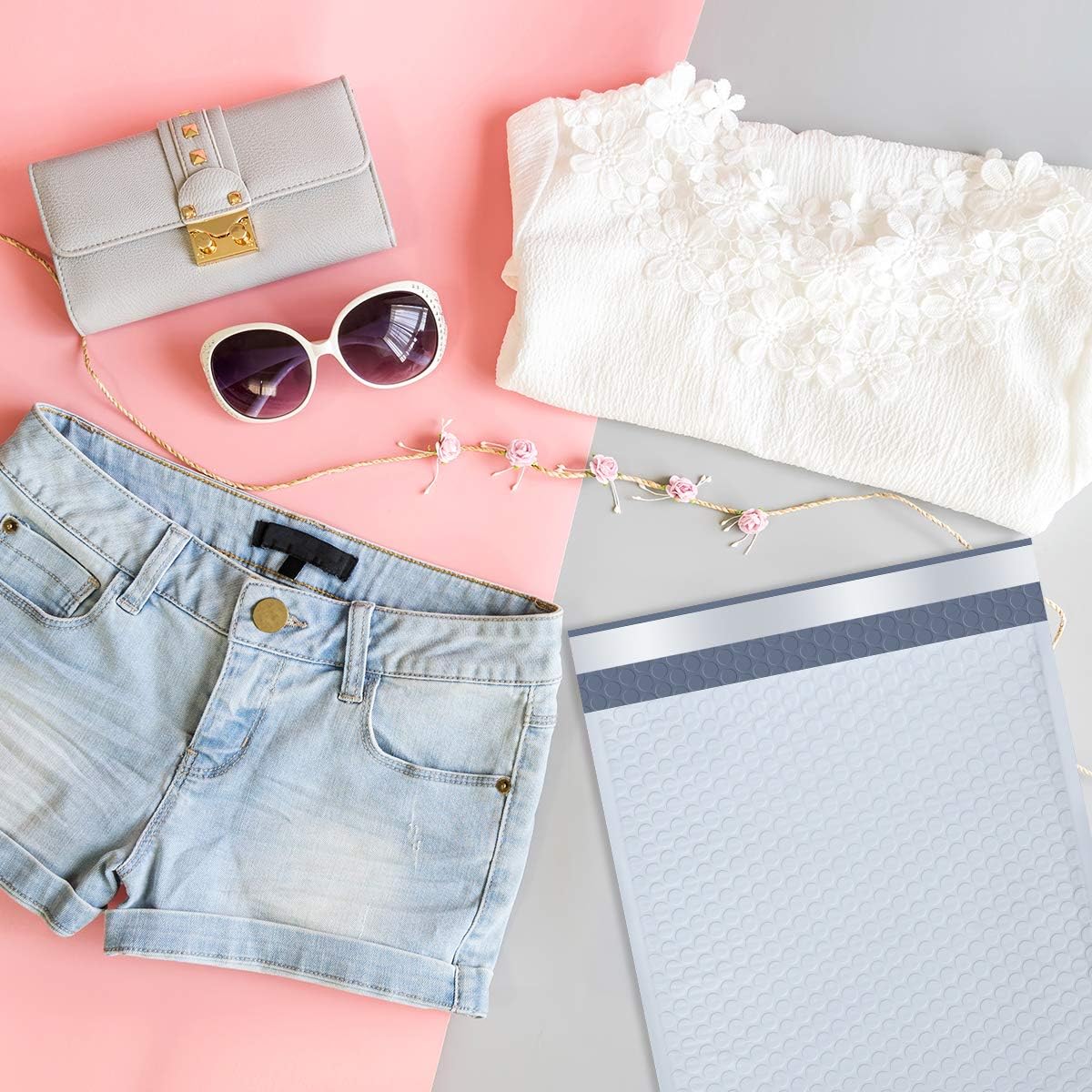 UCGOU 8.5x12 Inch White Padded Envelopes Water Proof Poly Bubble Mailers Self Seal Mailing Envelopes Book Mailers 25pcs : Office Products