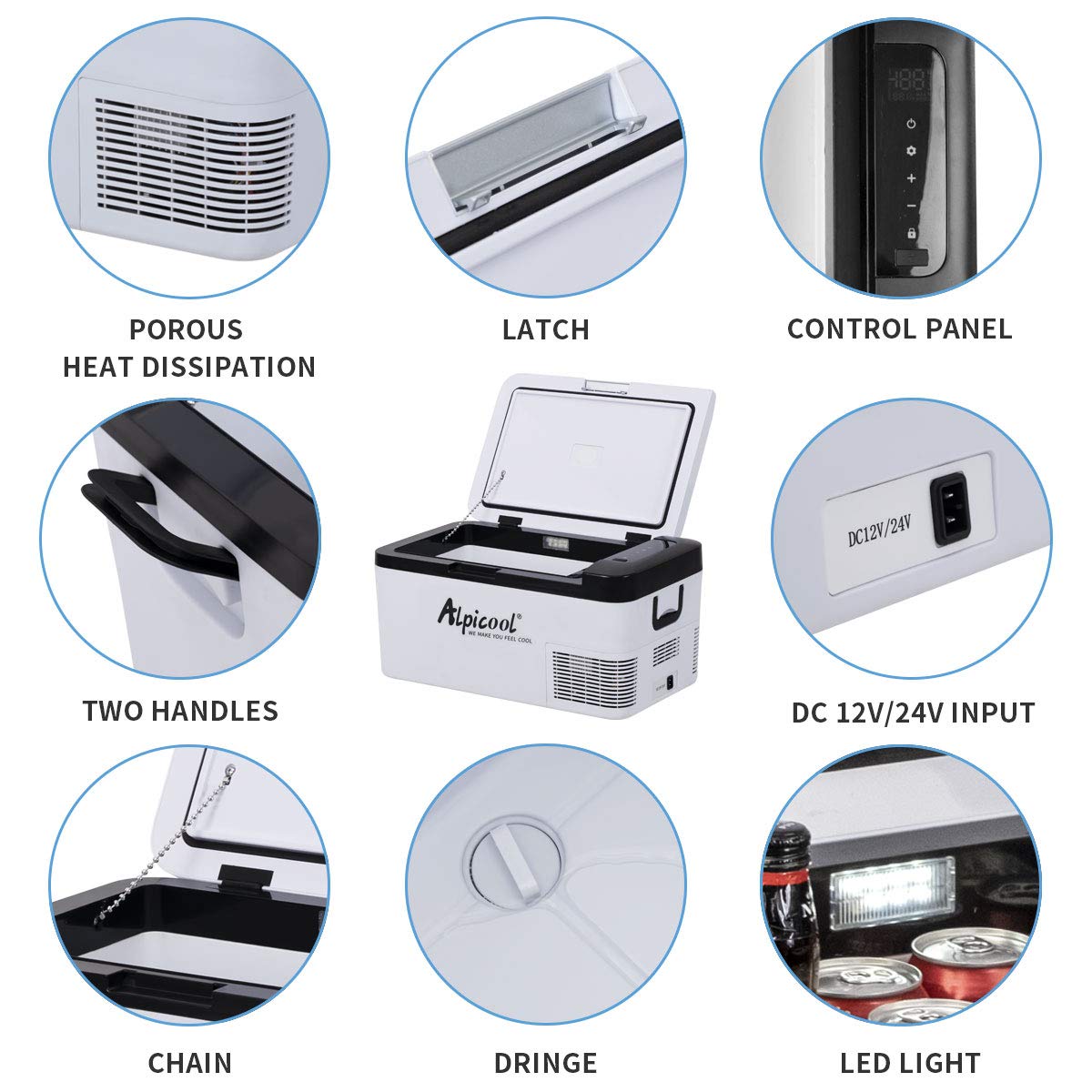 Alpicool K18 Portable Car Freezer,12 Volt Refrigerator, 19 Quart (18 Liter) Fast Cooling 12V Car Fridge -4℉~68℉, Car Cooler, 12/24V DC and 100-240V AC for Outdoor, Camping, RV, Truck, Boat