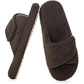 Dokela Women's Orthopedic Slippers with Arch Support Comfy Adjustable Memory Foam Open Toe House Slippers Bedroom Shoes for Plantar Fasciitis Indoor Outdoor,Coffee,US 9-10, EU 39-40