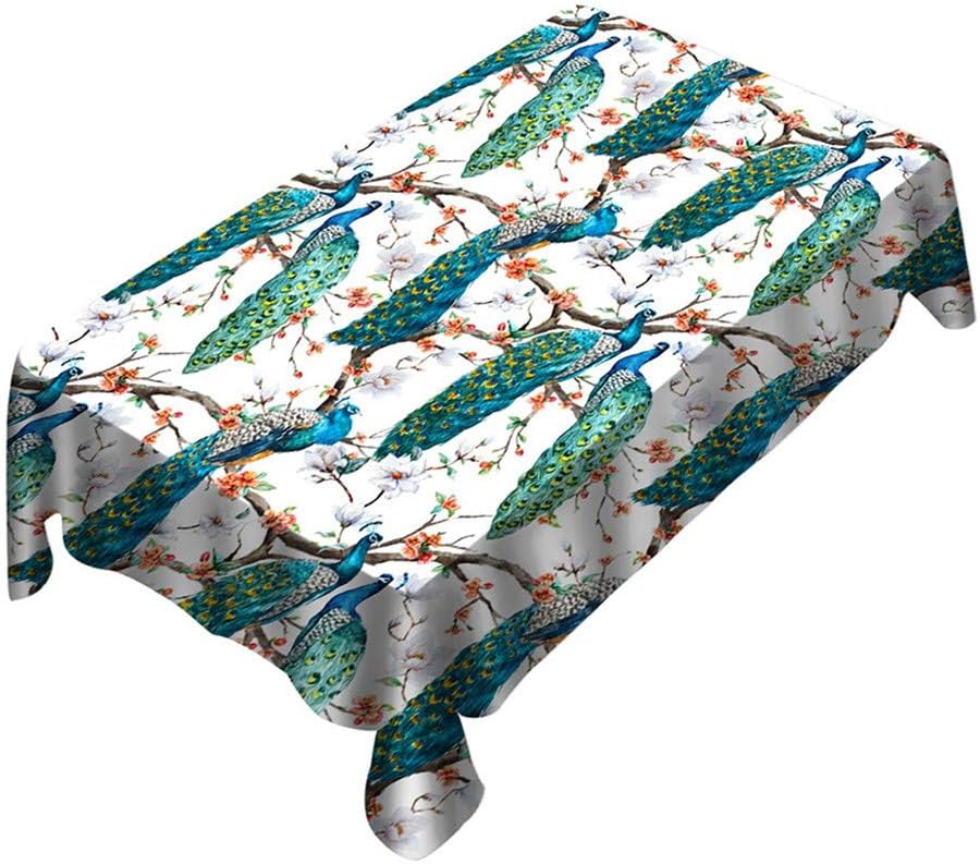 FiedFikt 3D Digital Printing Peacock Table Cloth Rectangular Tea Table Cover Dining Home Decor Tablecloth Table Cover for Buffet Table,Parties, Holiday 1 PC (150x260cm)
