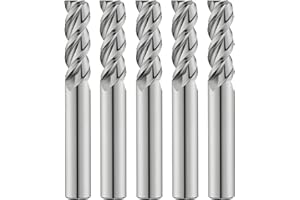 AYCHOLIZ 1/4" Carbide Square Nose End Mills Set 3 Flute Milling Cutter CNC Spiral Router Bits for Aluminum,Copper, Magnesium Alloys（5PCS）