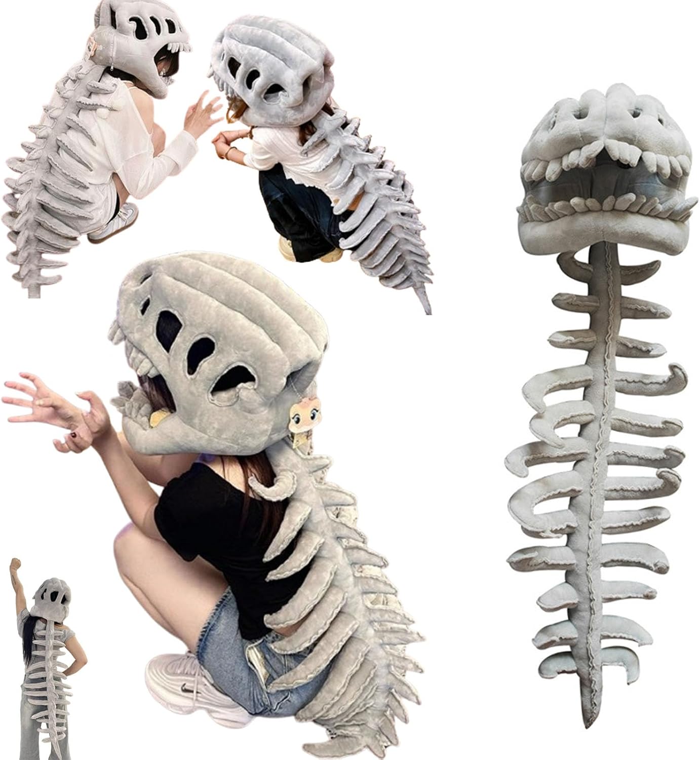 cozy dino Dinosaur Skeleton Costume, My Plush Skeleton Hood,Themed Skull Cosplay Props,For Cosplay & Dress-Up Play