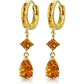 14k Yellow Gold Huggie Earrings with Dangling Citrines