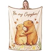 Breling Capybara Valentine Gifts Blanket for Wife Lover Girlfriend 50 x 60 Inches Flannel Otter Blanket Romantic Anniversary Birthday Gifts for Her Women Mom from Husband Boyfriend