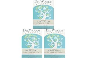 Dr. Woods Unscented Baby Mild Bar Soap with Organic Shea Butter - Made with Natural Oils, Fragrance Free Castile Bar Soap for Sensitive Skin - 5.25 Oz Bar (Pack of 3)