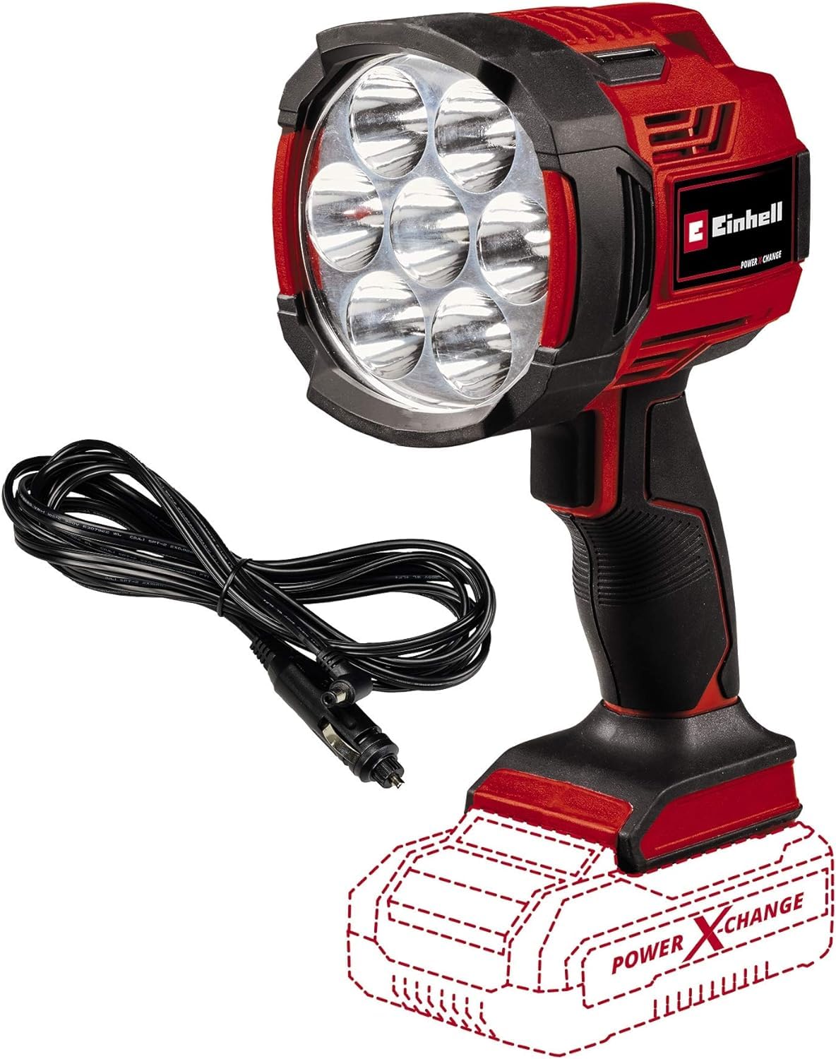 Einhell Cordless Work Light TE-CL 18V Power X-Change, Li-ion, 2,500lm Light Flux from 7 LEDs, 6,500K Color Temp, Tripod Thread, Without Battery TE-CL 18/2500 LiAC-Solo