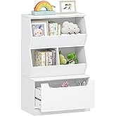 UTEX Kids Toy Storage Organizer, Bookshelf for Kids and Bookcase with Drawer, Children Open Storage Cubby for Bedroom Playroom Nursery White