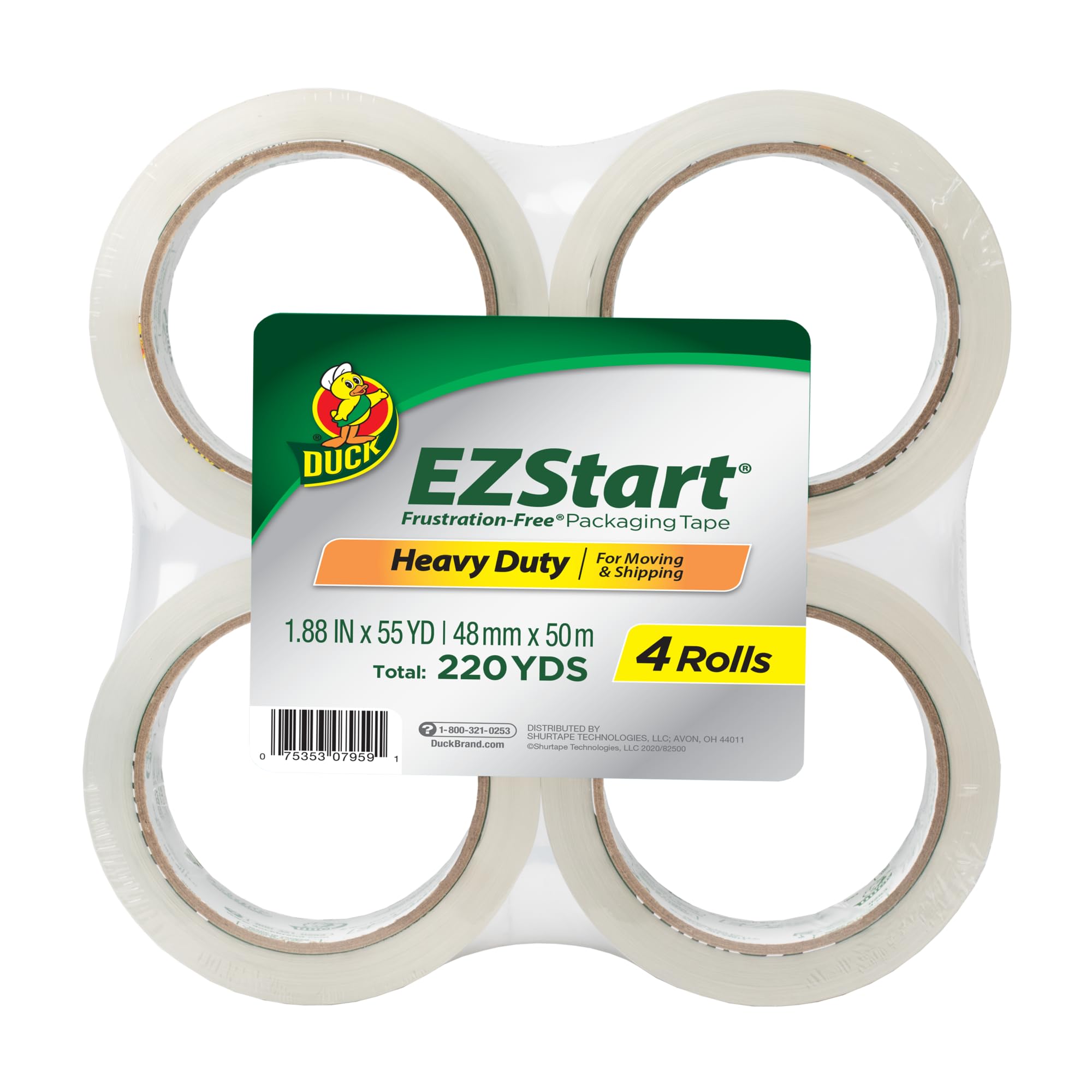 Photo 1 of **MISSING 2**
Duck Brand EZ Start Packing Tape Refill, 4 Rolls, 1.88 Inch x 54.6 Yard, Clear (280068)