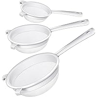 3 Pcs Plastic Nylon Mesh Strainer Colander with Handle Double Ear Fine Food Mesh Strainer Flour Sifter for Baking Kitchen Str