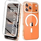 BANLEA Compatible with iPhone 17 Pro Case Clear, Built-in Screen Protector, [Compatible with MagSafe] Full Body Rugged Phone Case, Shockproof Protective Magnetic Cover for 17Pro 6.3" (Clear)