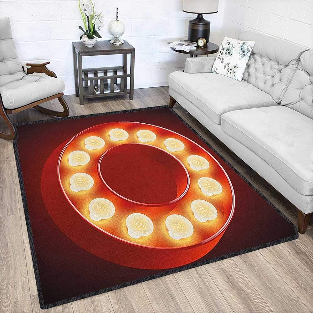 Letter O Contemporary Synthetic Rug,Entertainment World in Vegas Theme Vintage Casino Nightclub Theater Typeset Chic Pattern Anti-Static Ruby Yellow Black 79"x95"