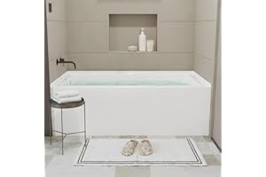 ELITEEDGE 60" x30"Acrylic Soaking Bathtub - White Alcove Tub with Left Drain, Integral Apron, Pop-Up Chrome Drain, Rectangular Soaker Tub for Bathroom