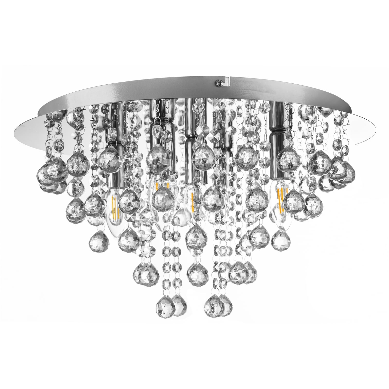 Nino Leuchten London 63040506 Ceiling Fitting Diameter 46 cm Chrome with Glass Hanger 5 Bulbs