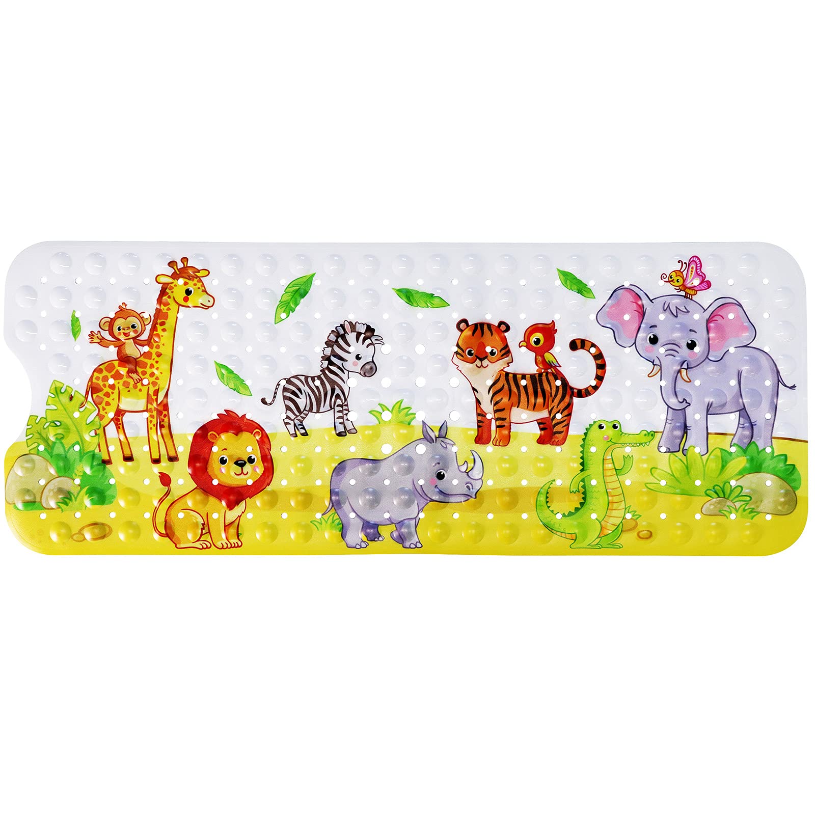 Bath Mat for Kids Toddler Baby, Extra Long 100x40cm Non-Slip Baby Shower Bath Mat with Suction Cups (Lovely Zoo)