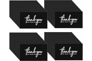 WELANE Thank You Tags, 90 PCS Black Thank You Cards for Weddings, Receptions, Bridal Showers, Graduations (9 x 5.4cm/3.54 x 2