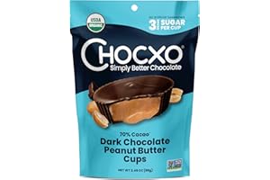 CHOCXO Organic 70% Dark Chocolate Peanut Butter Cups, 3.45 OZ