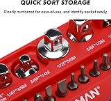 CASOMAN 35-Pc Magnetic Socket Accessory Holder Organizer Tray 1/4 3/8 1/2 Drive view 3