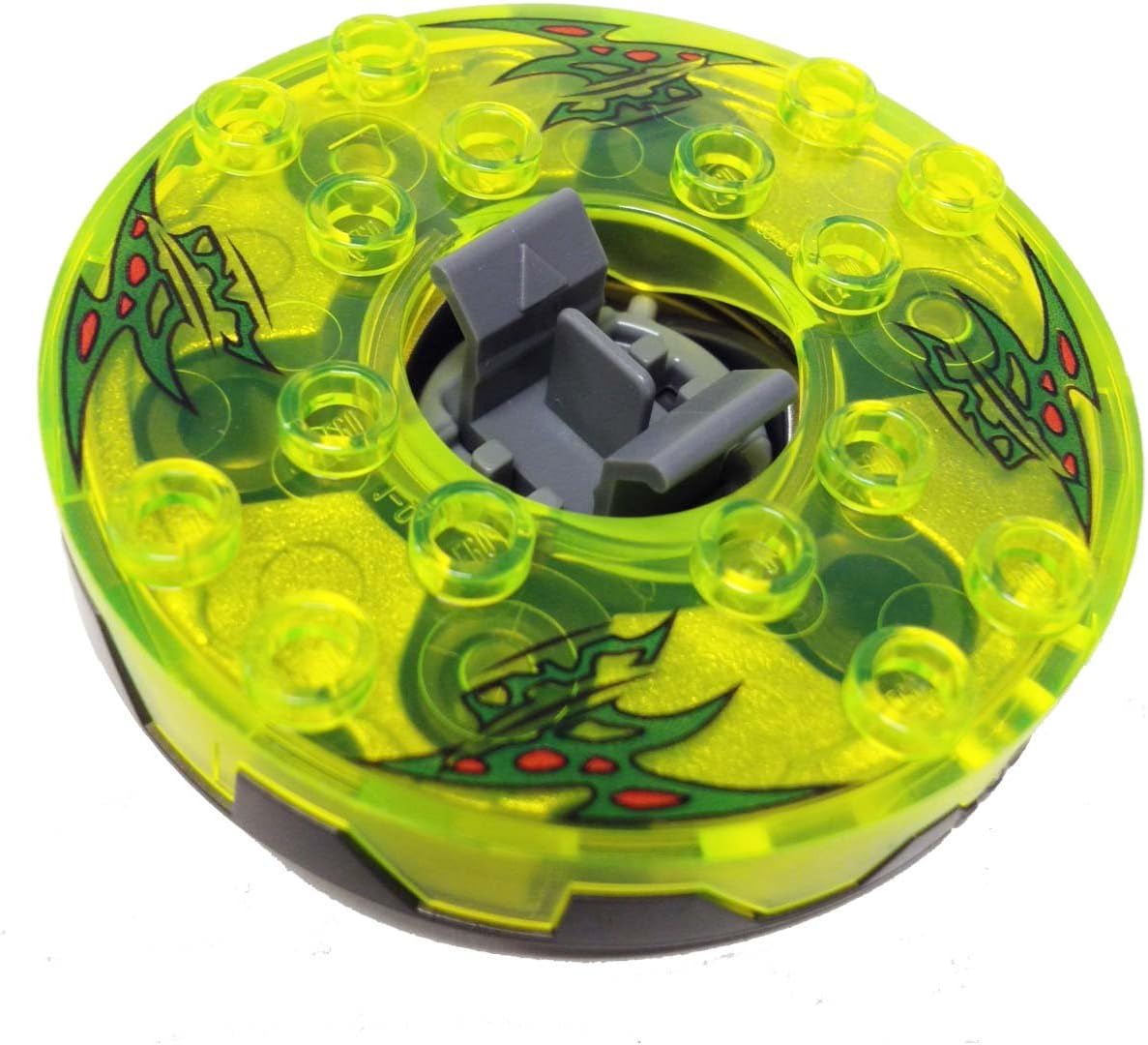 Lego Parts: Ninjago Spinner "Spitta - Turntable 6 x 6 Trans-Neon Green Top and Green with Red Spots Pattern" (Service Pack - BB549C10PB01)