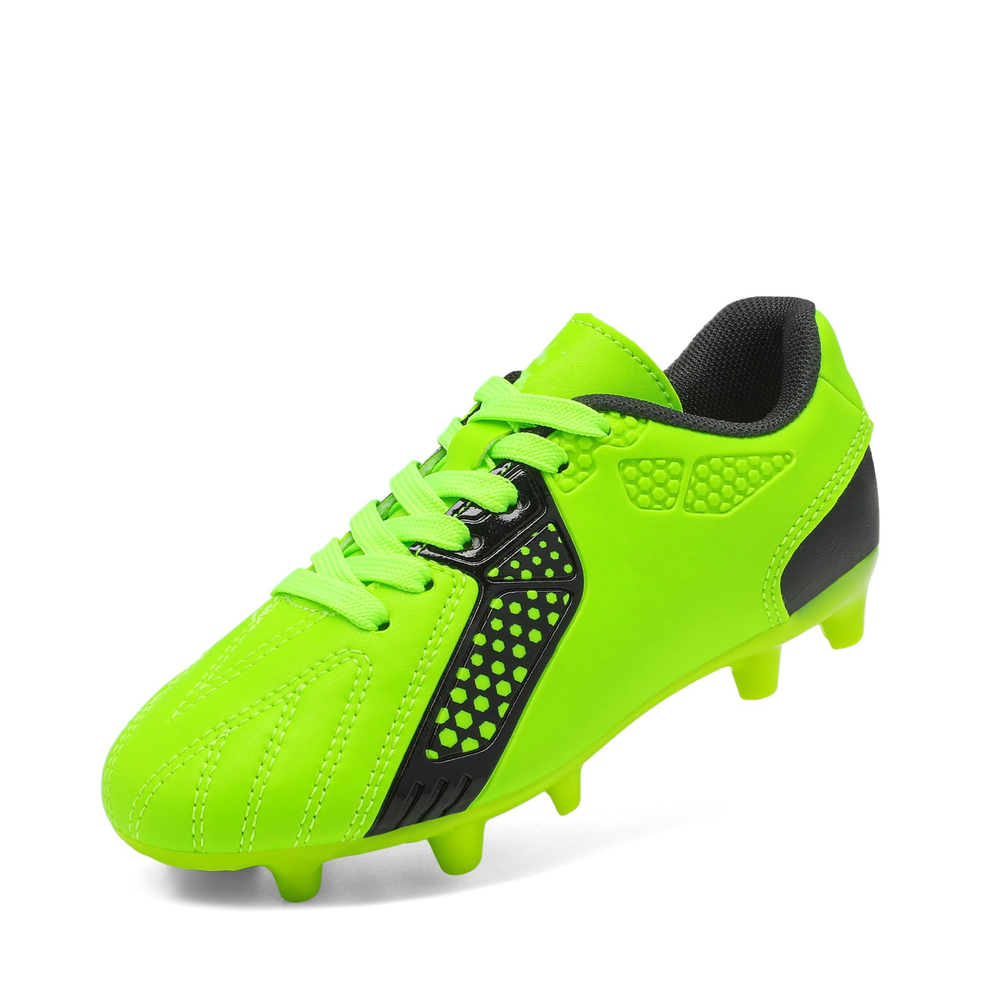 Photo 1 of DREAM PAIRS Boys Girls Soccer Cleats Youth Firm Groud Classic Lightweight Football Shoes for Little/Big Kid,Size 2 Little Kid,Neon/Green/Black,HZ19006K