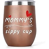 cufieovh Valentines Day Gifts for Mommy Insulated Wine Tumbler with Lid 12oz Birthday Gifts for Mom Mama Mother from Daughter Son Mommy Gift for Birthday Christmas Valentines Mothers Day Rose Gold