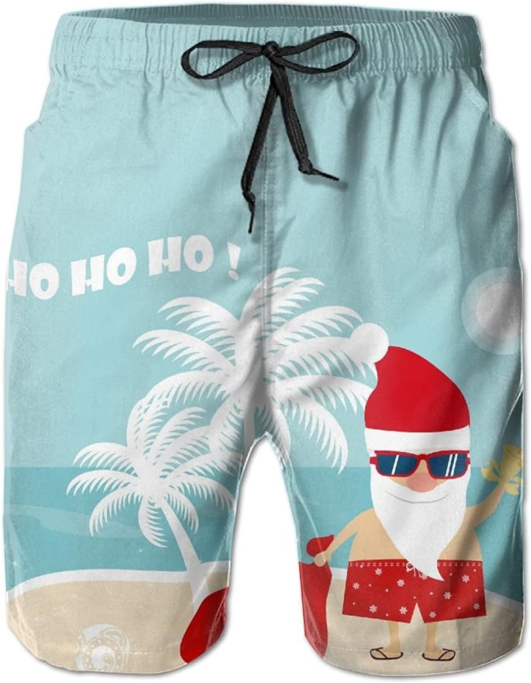 loejrfw Men's Lightweight Quick Dry Beach Shorts Christmas Santa Claus in Beach Swim Trunks Medium