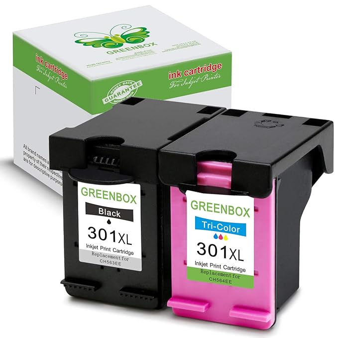 2 Packung GREENBOX Wiederaufbereitet HP 301 XL 301XL Tintenpatronen Ersatz (1x Schwarz, 1x Farbig) Kompatibel mit HP Deskjet 