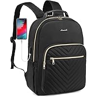 LOVEVOOK Quilted Laptop Backpack Stylish Laptop Bag for Women Work Computer Bags Bookbag Purse,15.6-Inch, Black