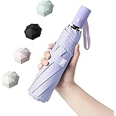 BAODINI Small UV Protection Travel Umbrella Compact for Rain and Sun UPF 50+ Windproof Portable 42 inch Umbrella for Women and Men