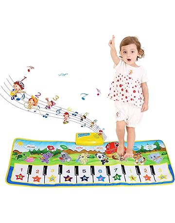 BelleStyle Alfombra Musical - Musical Canto Teclado Estera de Alfombra Bebé Niño Actividad Juego De Gimnasio Colchonetas Alfombra Animal para El Regalo del Bebé (Azul)
