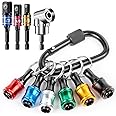 Katerk Bit Holder Key chain Gadgets for Men - 1/4 Drill Bit Holder 6Pcs, w/Drill Socket Adapter 3 Sizes 1/4" 3/8" 1/2", w/ 105° Multifunction Right Angle Drill, 10Pcs Cool Gifts Electrician Tools