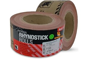 Indasa 2.75" PSA Sandpaper Roll - 27 Yard Rhynostick 220-Grit Long Continuous Roll, Self-Adhesive Stickyback Sand Paper for Woodworking, Automotive, Metal (Aluminum Oxide Plus Lubricant)