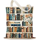 Puuonnnnno Book Canvas Tote Bag for Book Lovers, Librarian, Bookish, Readers, Library Present, Birthday Gifts forWoman Student Daughter Friends Female Coworker Sister