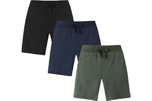 HAJAKADAS-Y Boys Athletic Shorts with Pockets and Drawstring 2 or 3 Packs Cotton Shorts