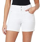 WallFlower Jeans Shorts for Women Sassy 5-Inch Midi Denim Figure Enhancing Stretch Shorts, Sizes 0 to 17