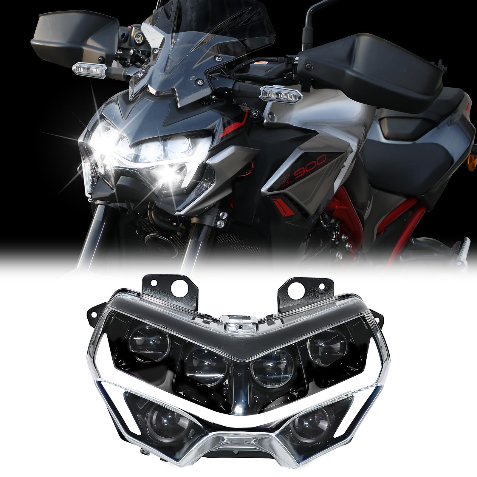 Photo 1 of LUXEMOTO LED Headlight for Z900 Z650, 3 in 1 Projector Front Light HeadLamp w/DRL High Low Beams for Kawasaki Z650 Z400 Z900 ABS SE ABS 2020-2025 Accessories, Replace 23001-0048