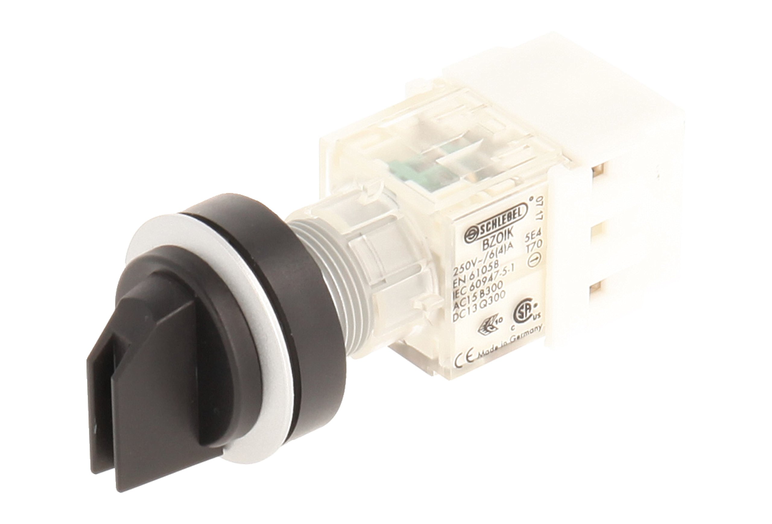 Club 23.001.245 Selector Switch rastend 3 Positions Momentary Contact Transmitter 1 N/O Contact With Bottle Opener, SCREW Connector, Silver