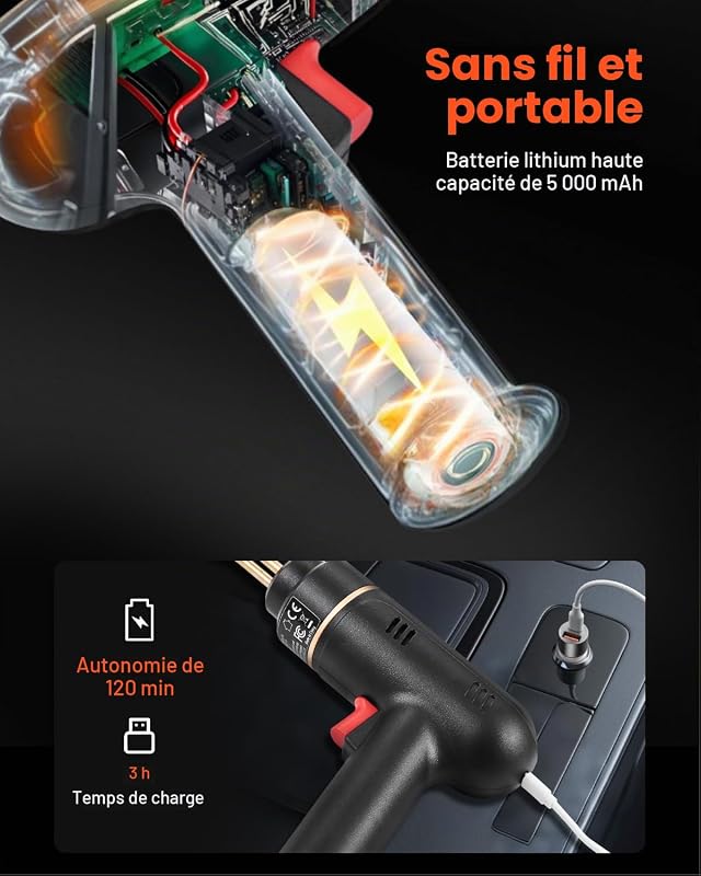 Soudure Plastique sans Fil, 120 W, Pistolet de Soudage Plastique Rechargeable 400 Agrafes de Soudage, Kit Réparation Pro Pare-chocs Voiture pour Kayak, Jouets, Réparation Fissures en Plastique