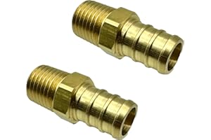 2Pcs Garden Hose Adapter 1/2 Inch PEX to 1/4 Inch NPT Male Brass Water Hose Adapter Corrosion Resistant & Heavy Duty