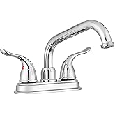 Pacific Bay Treviso Utility Laundry Sink Faucet - Threaded Brass Spout Hose End, Swivel Spout, 2-Handle Levers, Centerset (Chrome Plated)