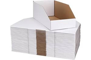 ZBEIVAN Cardboard Storage Bins Boxes 35 Packs 12x6x4.5 Inches, Easy Assembly Pantry Organizer Bins for Shelf, White