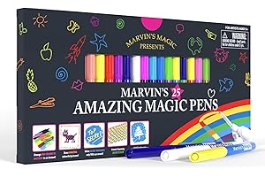 Marvin's Magic - Original x 25 Amazing Marker Pens - Color Changing Magic Pen Art - Create 3D Lettering or Write Secret Messages - Includes 25 Colour Changing Pens