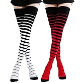 Kayhoma Extra Long Gradient Zebra Stripe Thigh High Socks Over the Knee High Socks