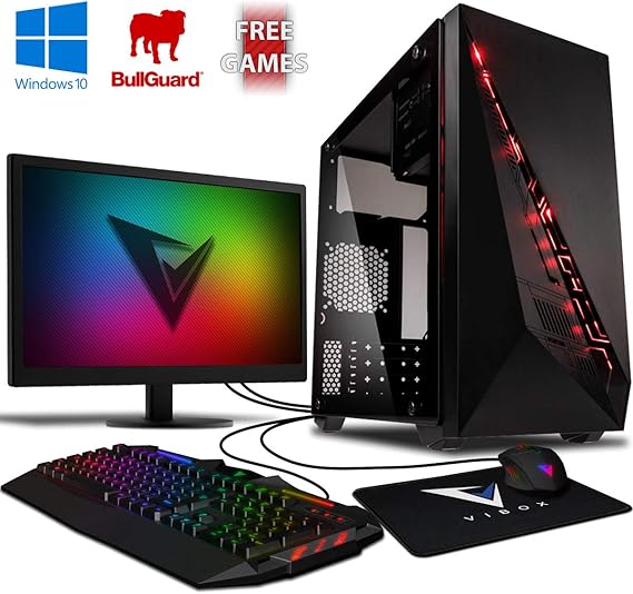 Vibox Gaming PC Computer with 2 Free Games, Windows 10 OS, WiFi, 22" HD