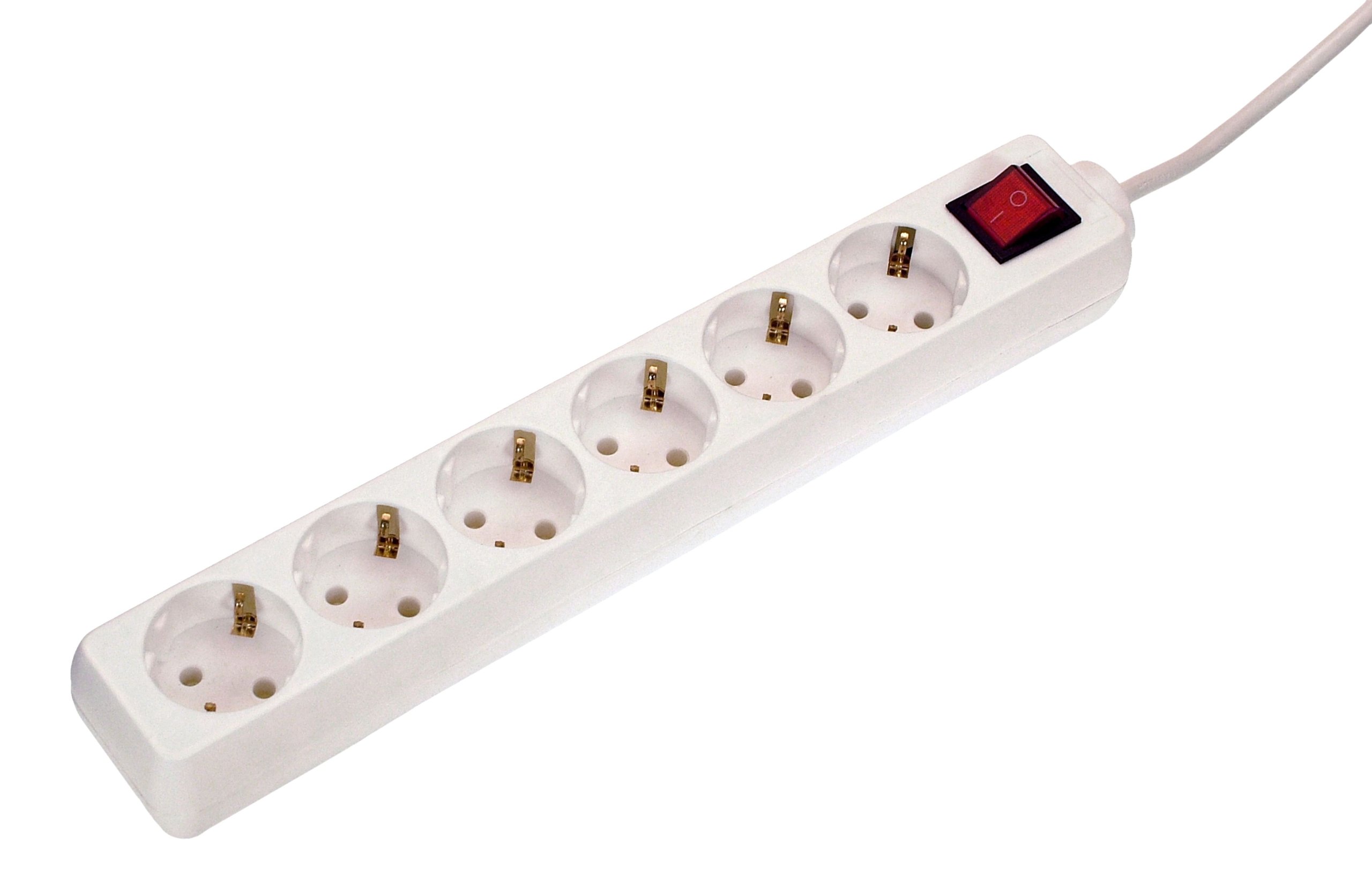 as - Schwabe 6-Fach Steckdosenleiste weiß mit Schalter 230 V / 16 A – Mehrfachstecker mit 1,4 m Leitung & Berührungsschutz - Steckdosen 45° gedreht - Mehrfachsteckdose Indoor - IP20, 11511