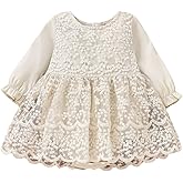 Newborn Infant Baby Girl Fall Winter Romper Dress White Beige Boho Lace Floral Clothes Toddler Long Sleeve Bodysuit