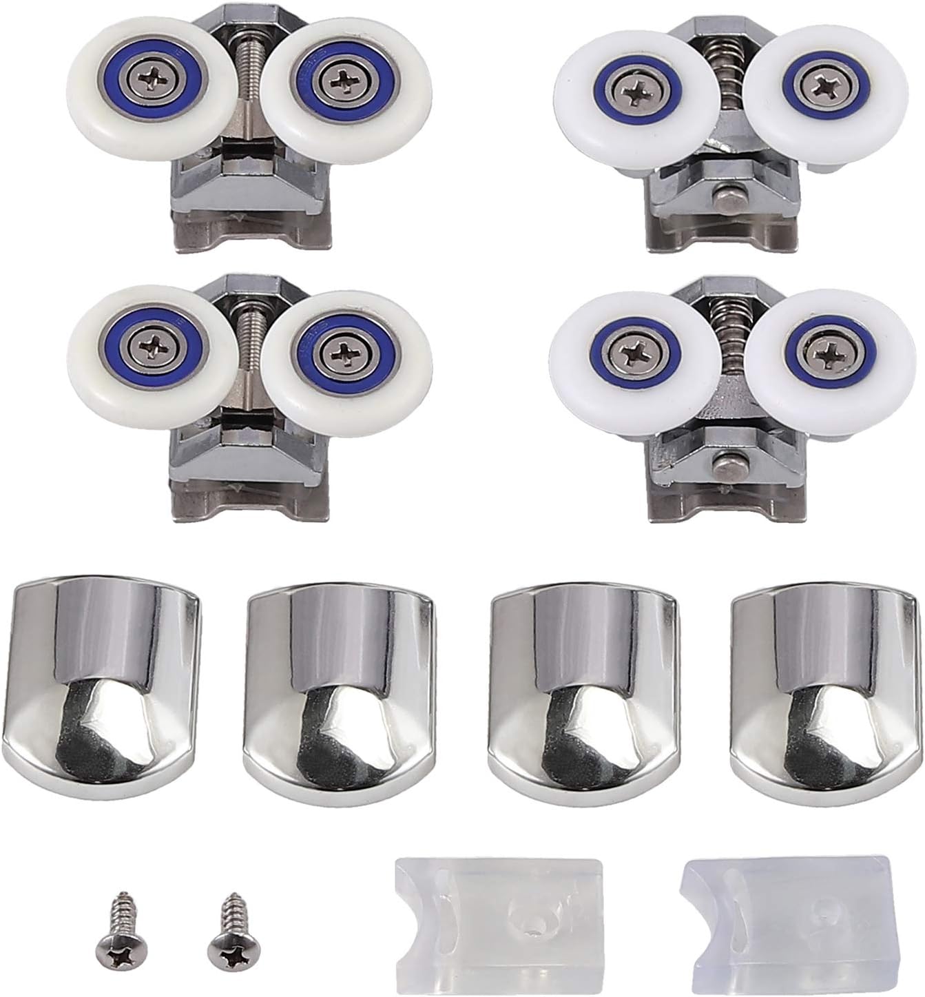 4 X Shower Door Wheels, Zinc Alloy Twin Shower Door Rollers Runners