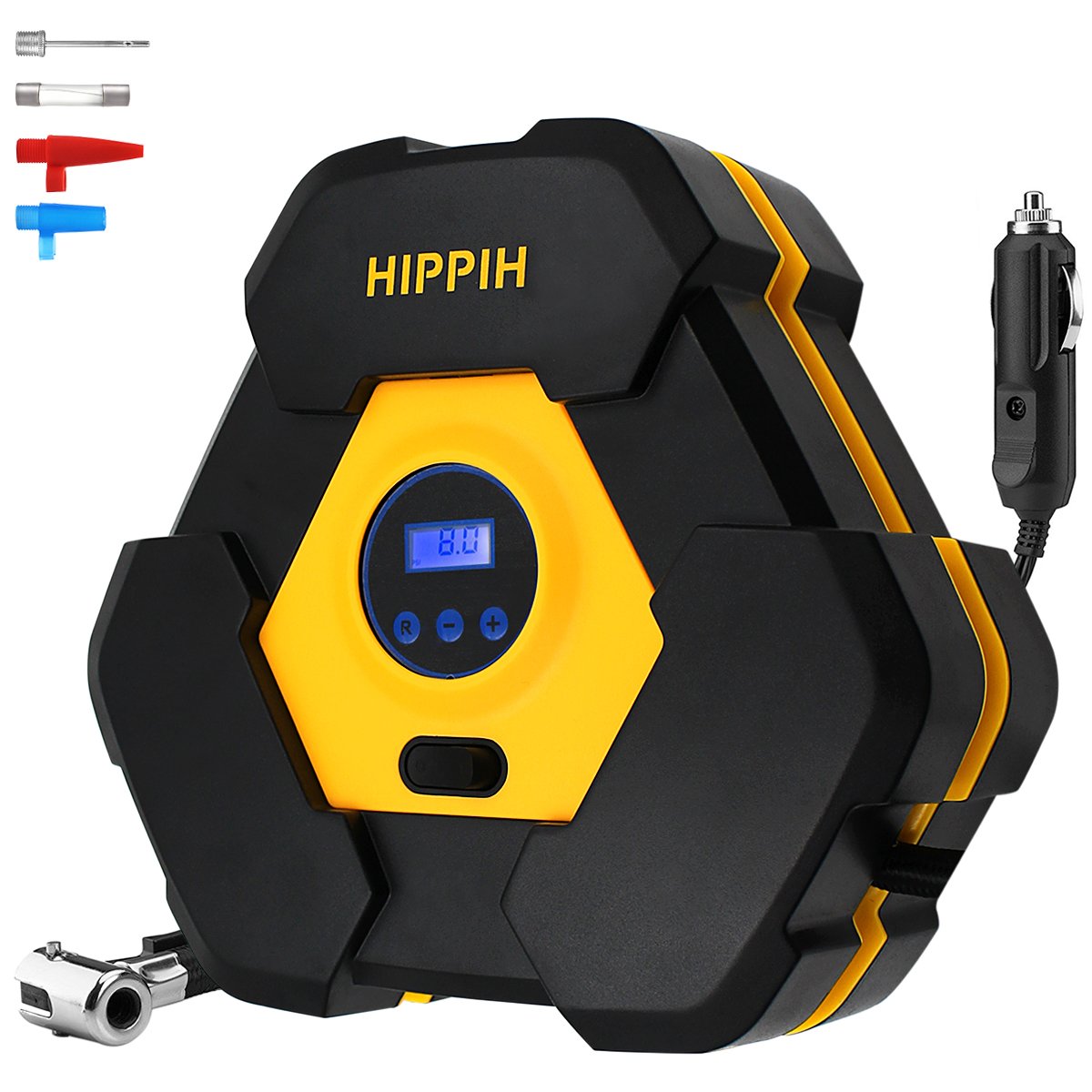 Hippih Car Air Pump- 12V DC 150PSI Portable Electric Auto Air Compressor Pump and Car Tire Inflator(Electronic Watch) 004