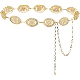 Liutufy Women's Concho Chain Belt Western Cowgirl Metal Waist Chain | Belt for Dress