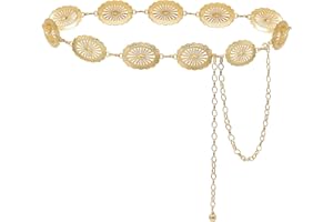 Liutufy Women's Concho Chain Belt Western Cowgirl Metal Waist Chain Belt for Dress