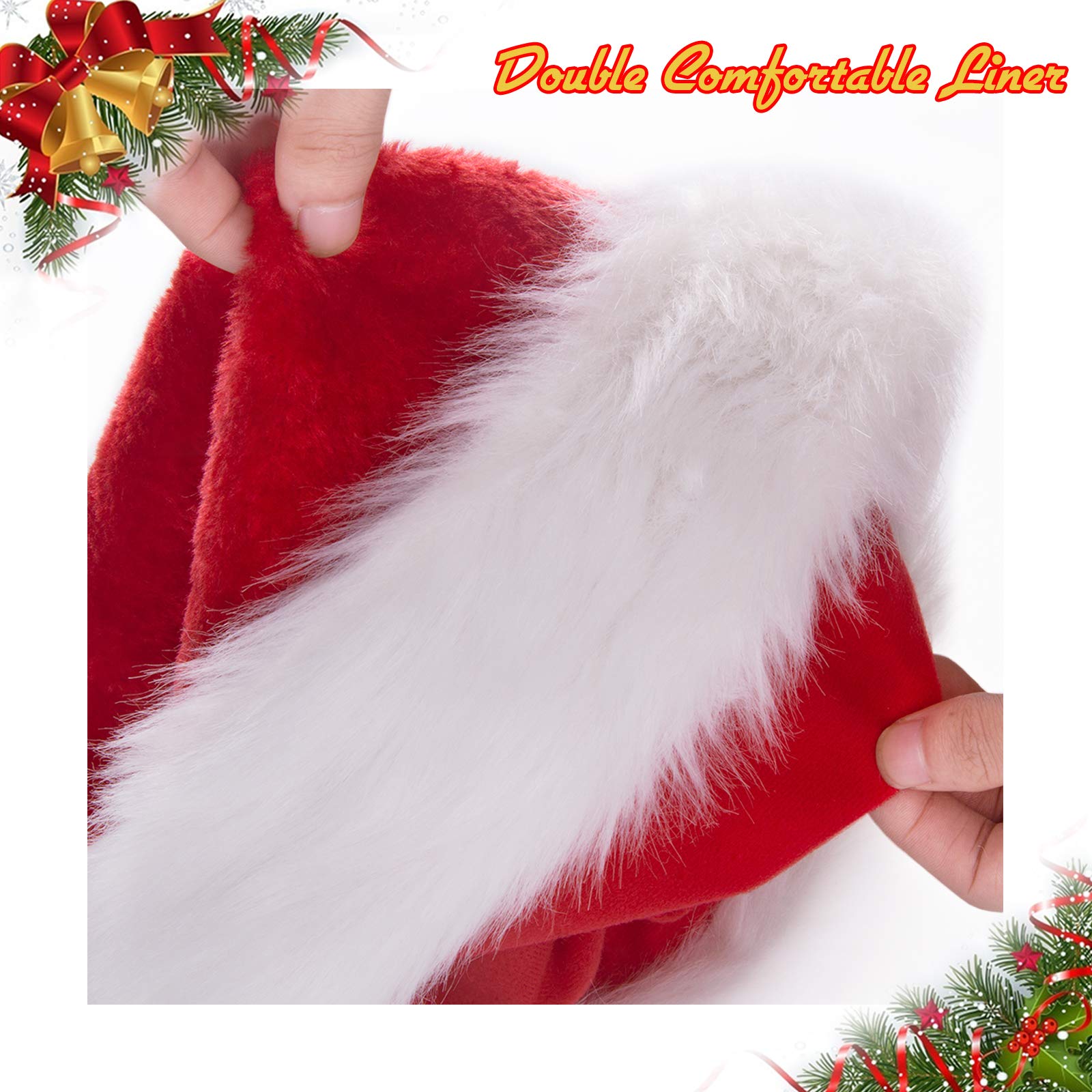 BALORAY Santa Hat for Adults Big Santa Hat Comfort Double Liner Plush Red Velvet